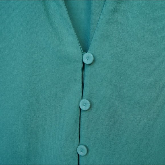 Modcloth Jade Green Sheer Chiffon Buttoned Blouse sz M - Picture 4 of 5